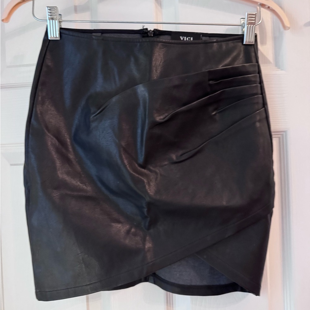 Vici Black Faux Leather Skirt